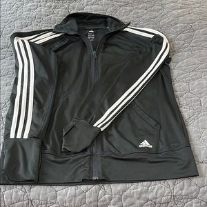 Adidas Black Track Jacket with White Stripes